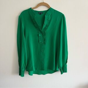 Gilbergilmore Gayle Ruffle Shirt in silk size small color green